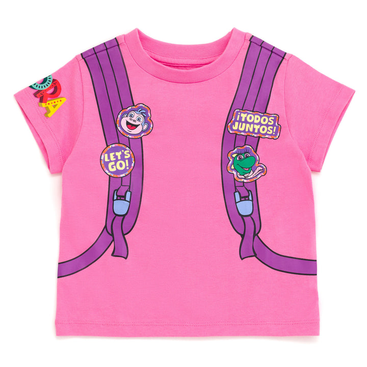 Dora the Explorer Girls' Cosplay 2-Piece Tee and Shorts Set Pink Orange