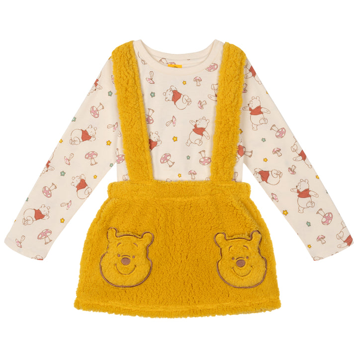 Disney Winnie the Pooh Girls' 2-Piece Tee and Suspender Skirt Set Gold