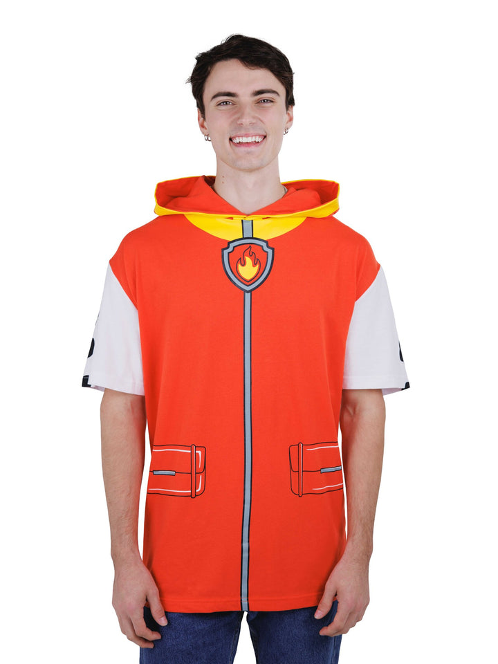Paw Patrol Marshall Men's Cosplay Hooded T-Shirt Red White