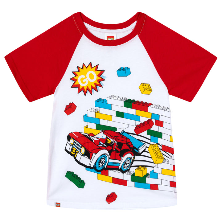 LEGO Boys' Short Sleeve T-Shirt White Red Racecar