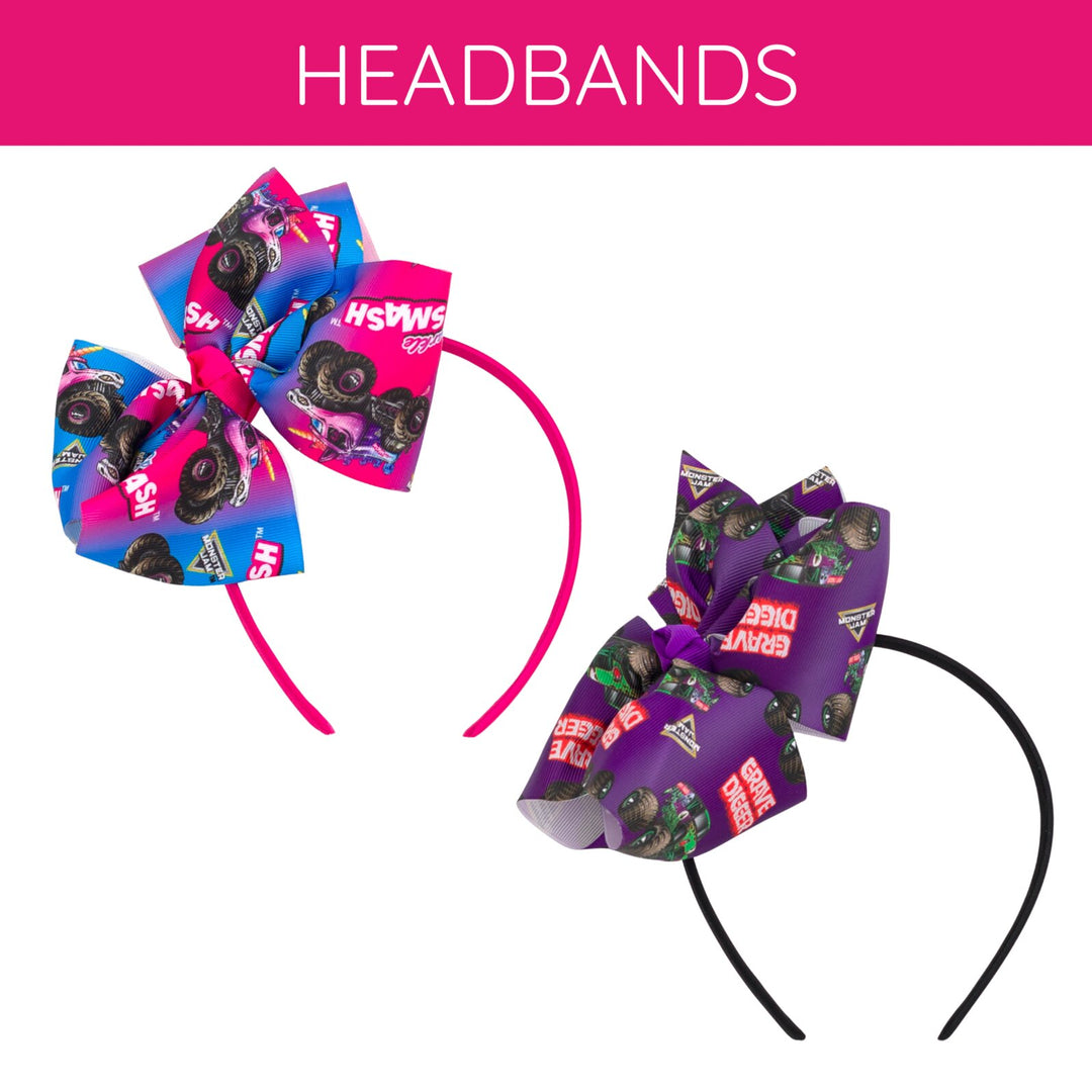 Monster Jam Grave Digger Bow Headband Purple