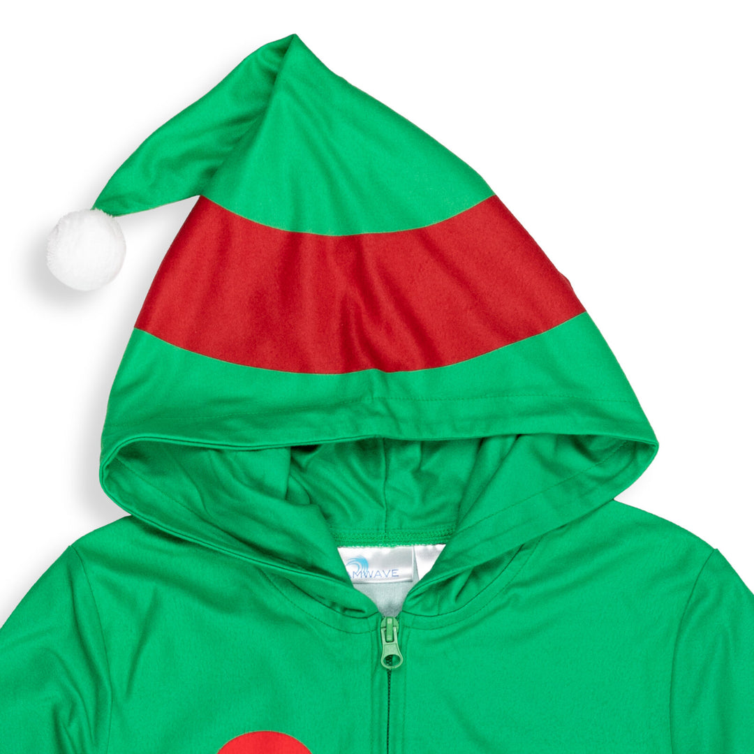 Dreamwave Elf Boys' Fleece Hooded One Piece Pajamas Green Red