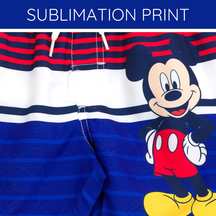 Disney Mickey Mouse Boys' Swimwear Swim Trunks Red Navy Blue