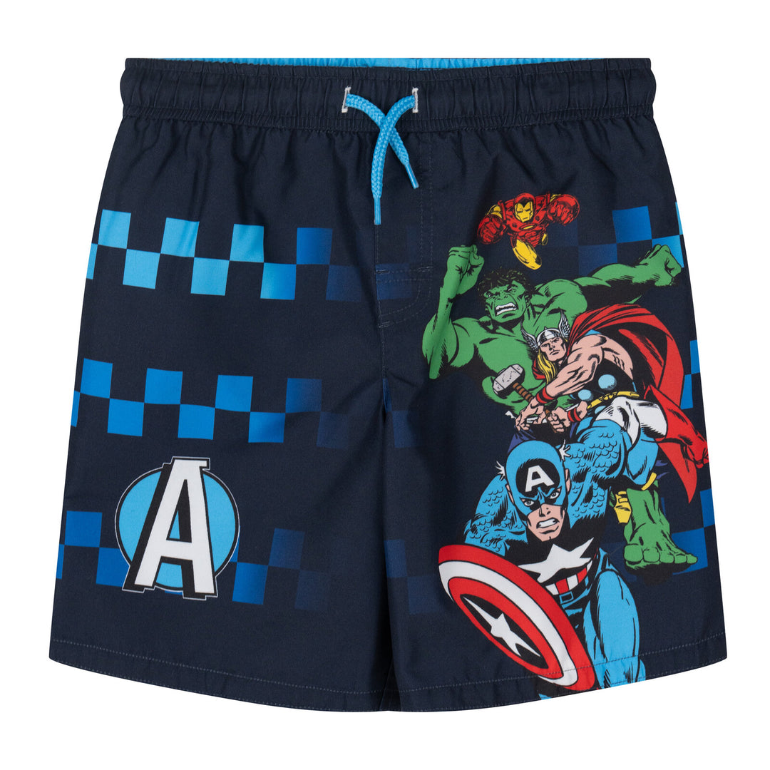 Marvel Avengers Boys' 2-Piece Rash Guard and Swim Trunks Set Navy Blue