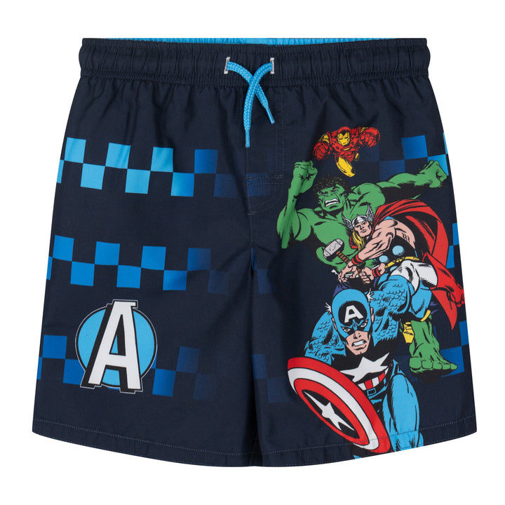 Marvel Avengers Boys' 2-Piece Rash Guard and Swim Trunks Set Navy Blue