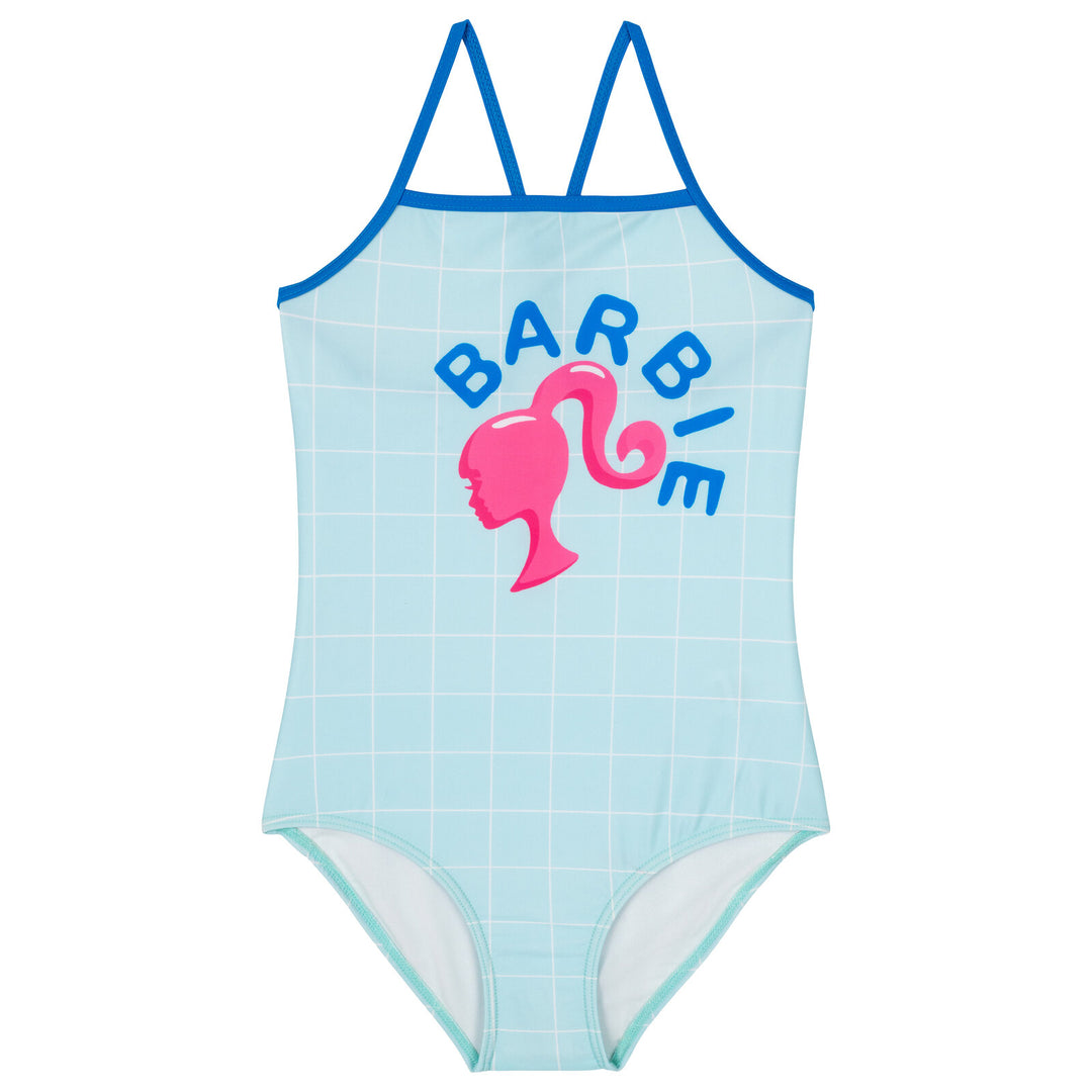 Barbie Girls' One Piece Swimsuit Blue Grid