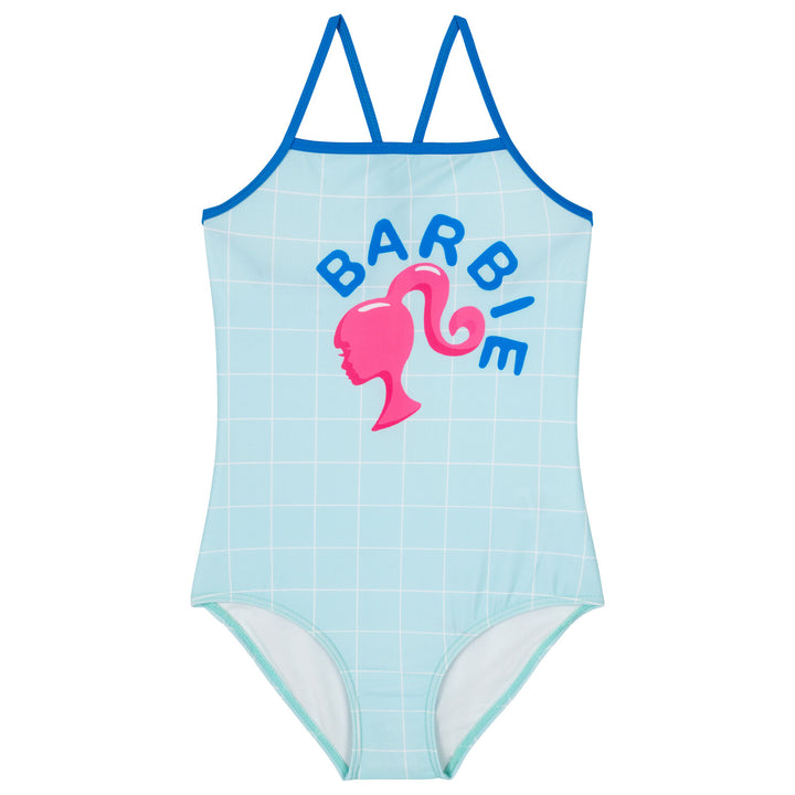 Barbie Girls' One Piece Swimsuit Blue Grid