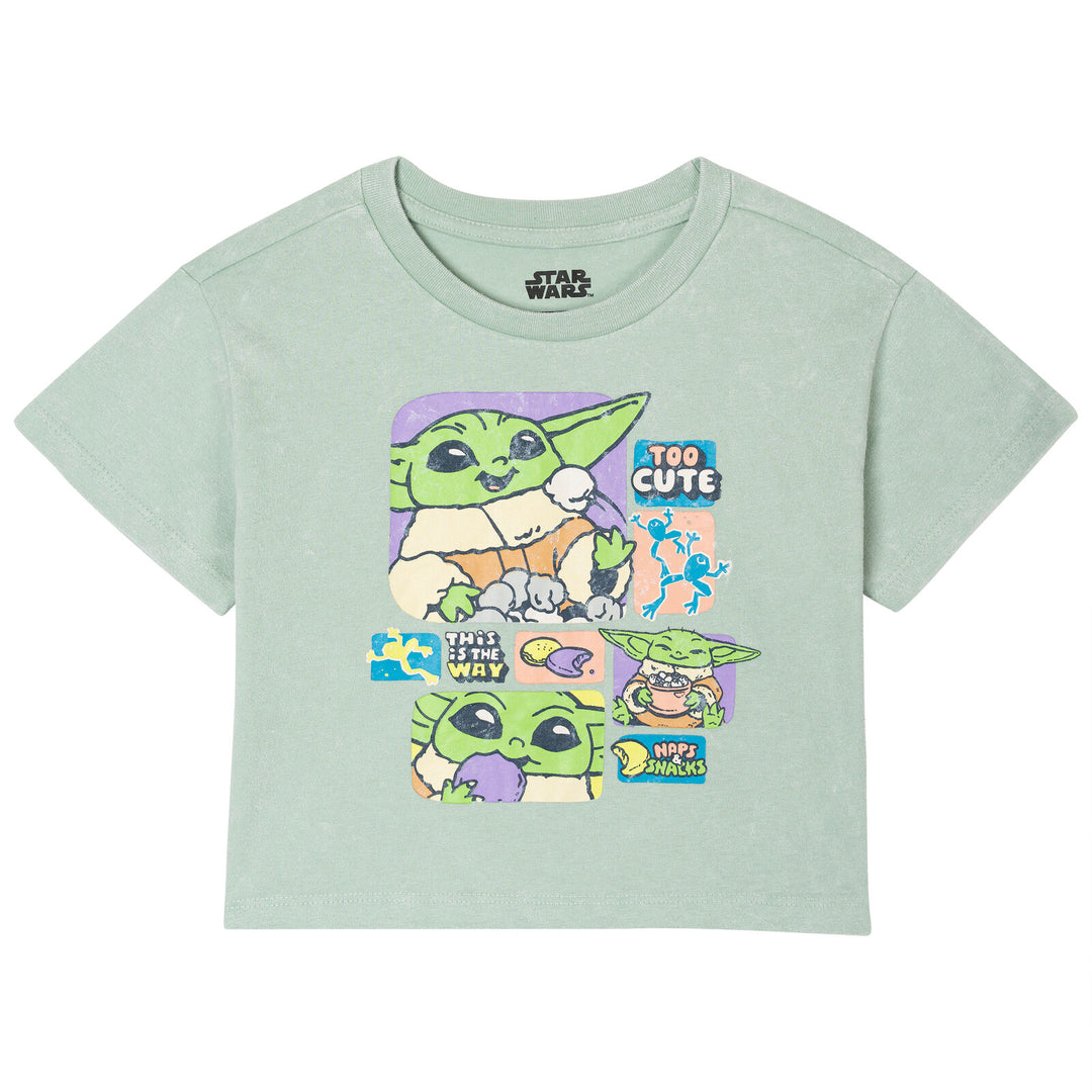 Star Wars The Mandalorian Grogu Girls' 2-Piece Mineral Wash T-Shirt and Skort Set Sage Green