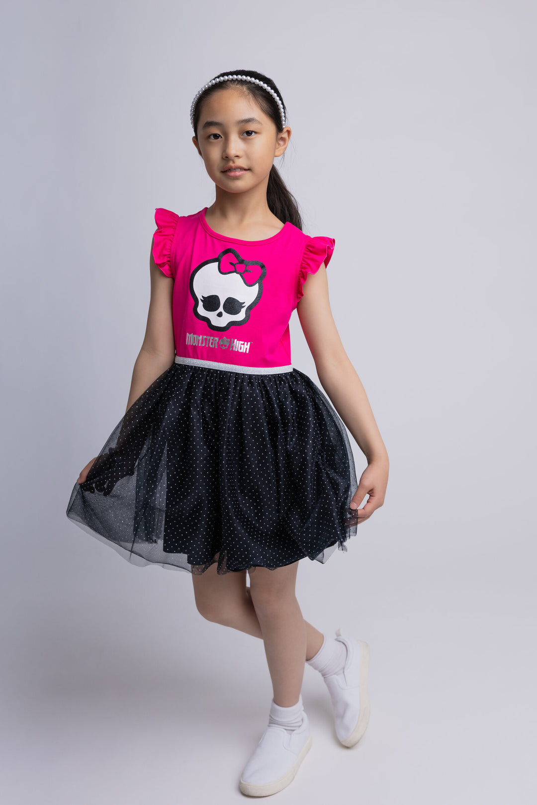 Monster High Girls' Tutu Dress Fuchsia Skullette