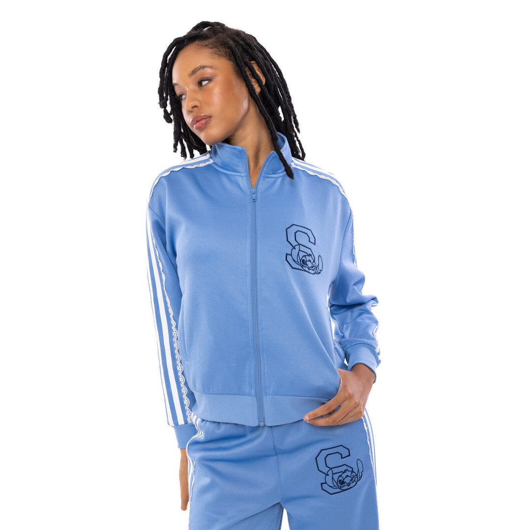 Lilo & Stitch Women's Athletic Zip-Up Track Jacket Light Blue