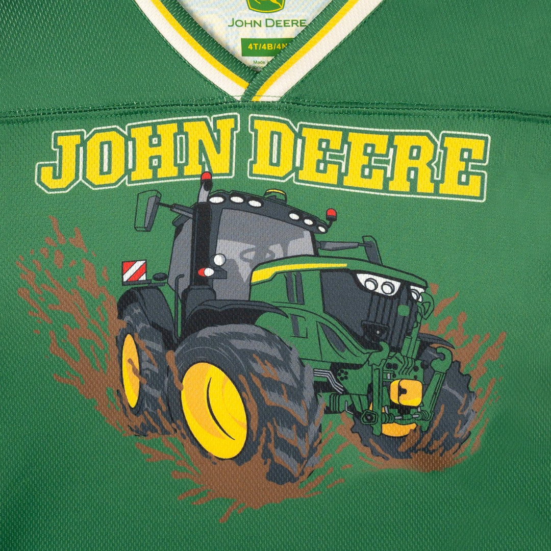 John Deere Boys' Athletic Football Long Sleeve T-Shirt Green and Off White