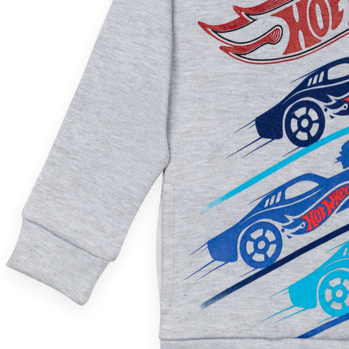 Hot Wheels Toddler Boys' Fleece Hooded Sweatshirt Heather Grey Cars