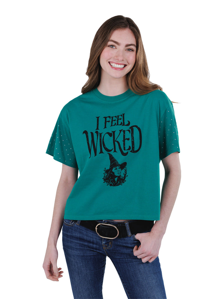 Wicked Elphaba Women's Cropped Drop Shoulder T-Shirt Ivy Green