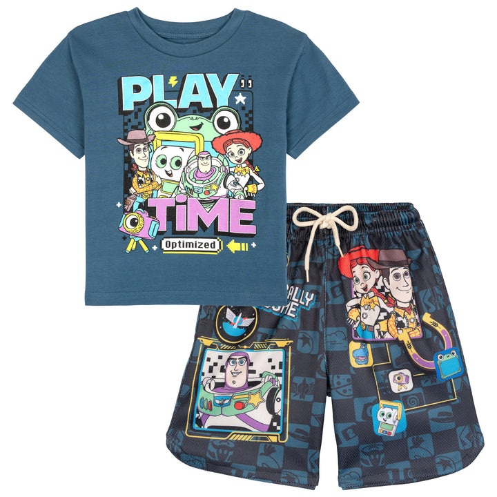Disney Toy Story Boys' Athletic 2-Piece T-Shirt and Shorts Set Woody Jessie Navy