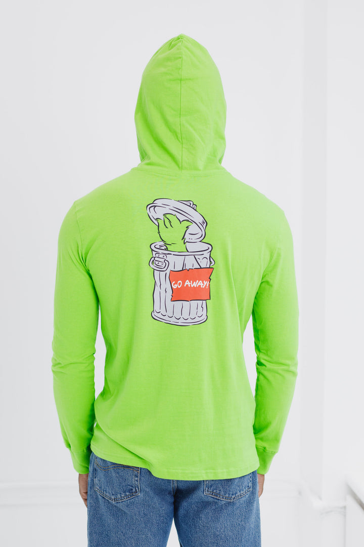 Sesame Street Oscar the Grouch Men's Hooded T-Shirt Slimey Green