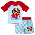 Cars Lightning McQueen Swimwear 2-Piece Rash Guard and Swim Trunks Set Racing