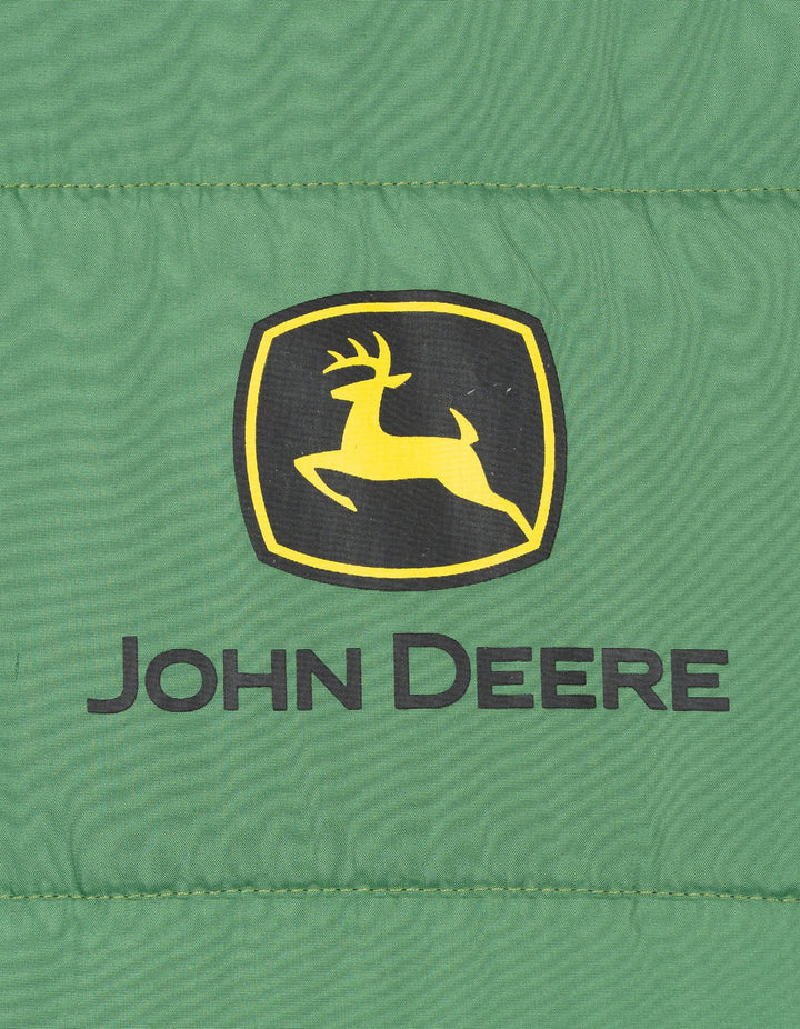 John Deere Men's Hooded Puffer Jacket Green Logo