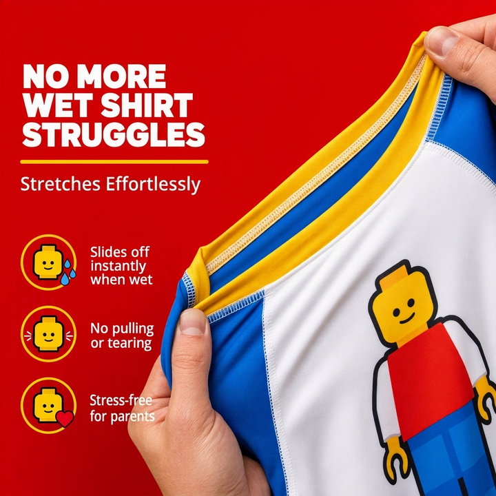 LEGO 2-Piece Swimwear Rash Guard and Swim Trunks Set Minifigure Blue Red