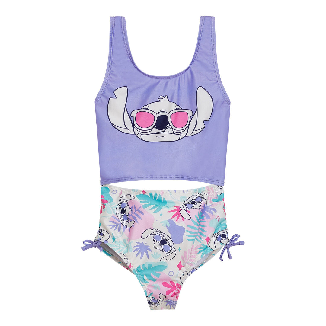 Lilo & Stitch Girls' One-Piece Swimsuit Purple Cream