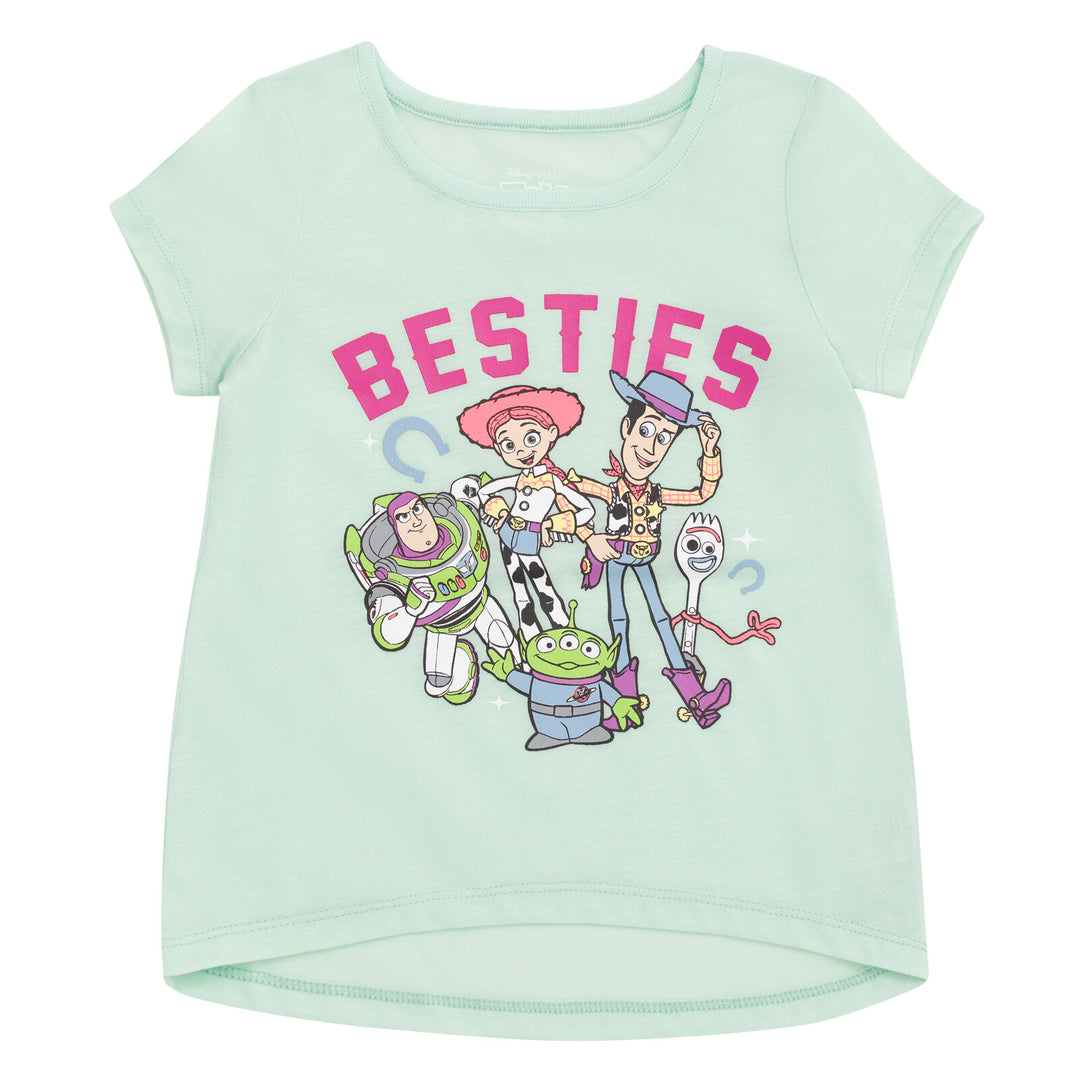 Disney Toy Story Girls' T-Shirt and French Terry Shorts Set Aqua Purple