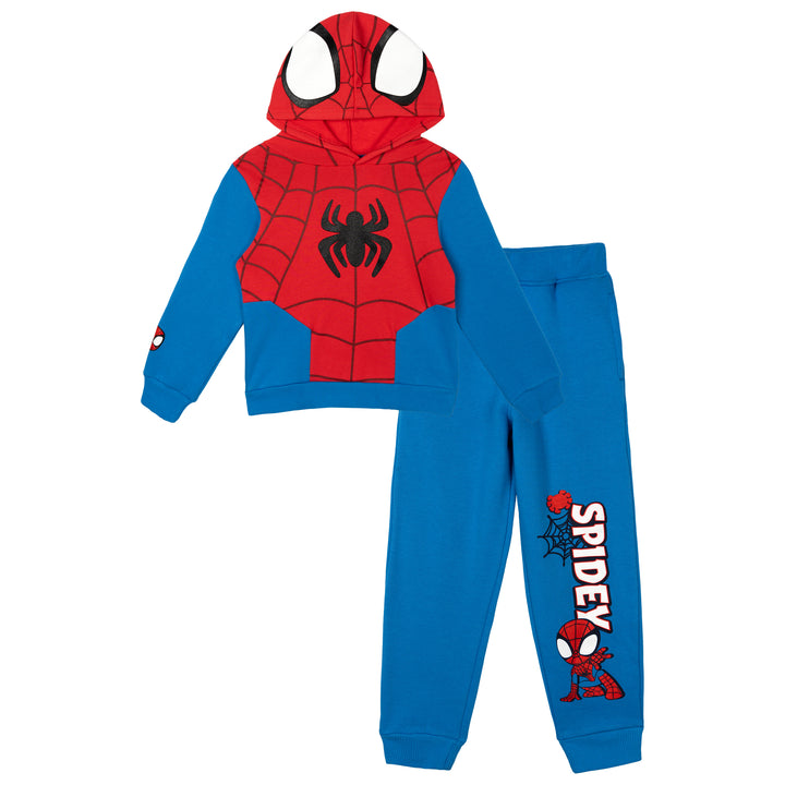 Marvel Spidey and His Amazing Friends Cosplay Fleece Hoodie and Pants Set Red Blue