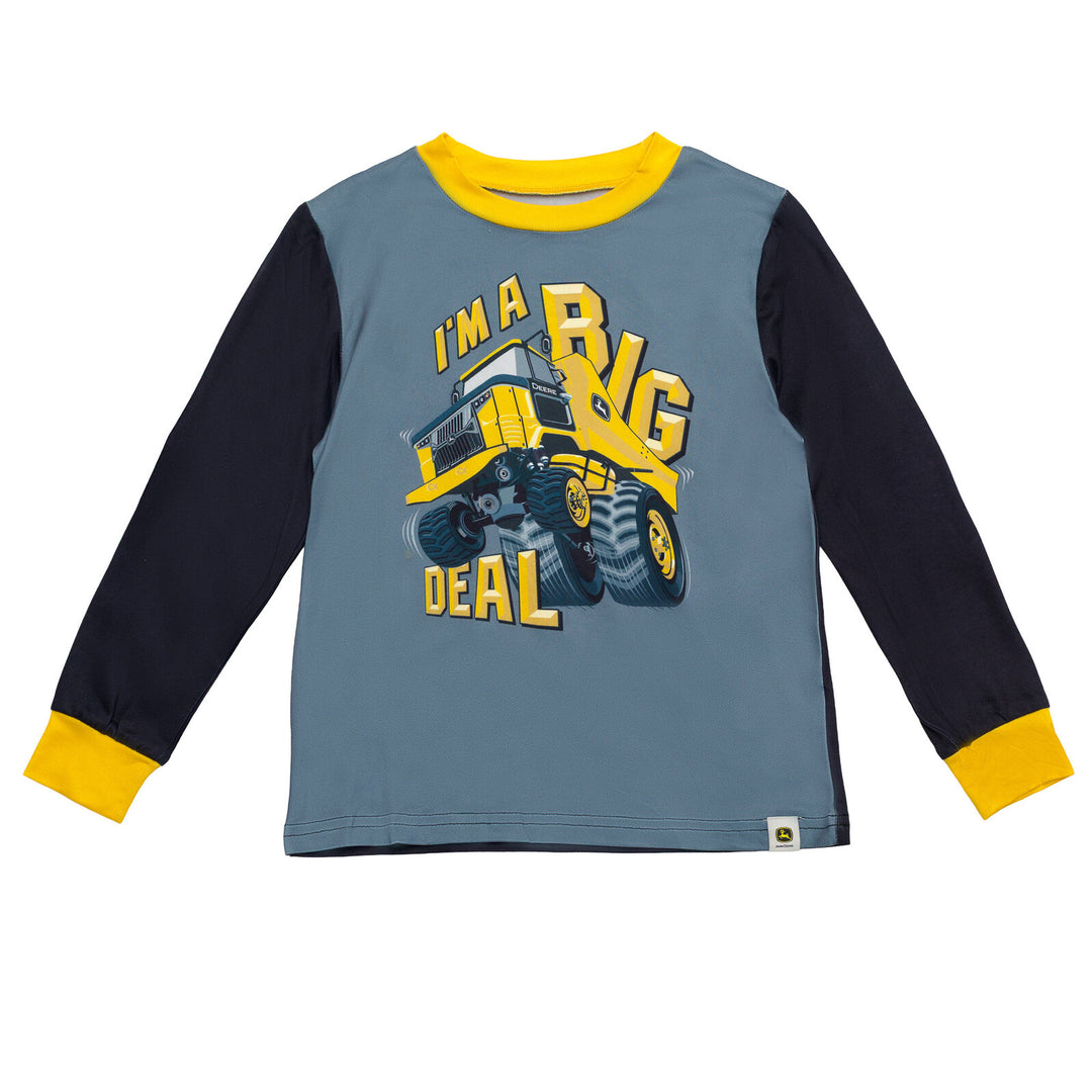 John Deere Boys' Pajama Shirt and Pants Set Charcoal Black