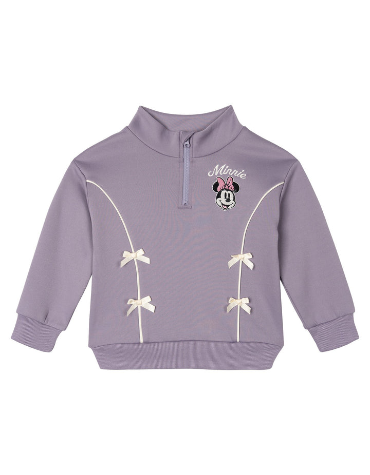 Minnie Mouse Girls' 2-Piece Quarter-Zip Sweatshirt and Pants Set Dusk Purple