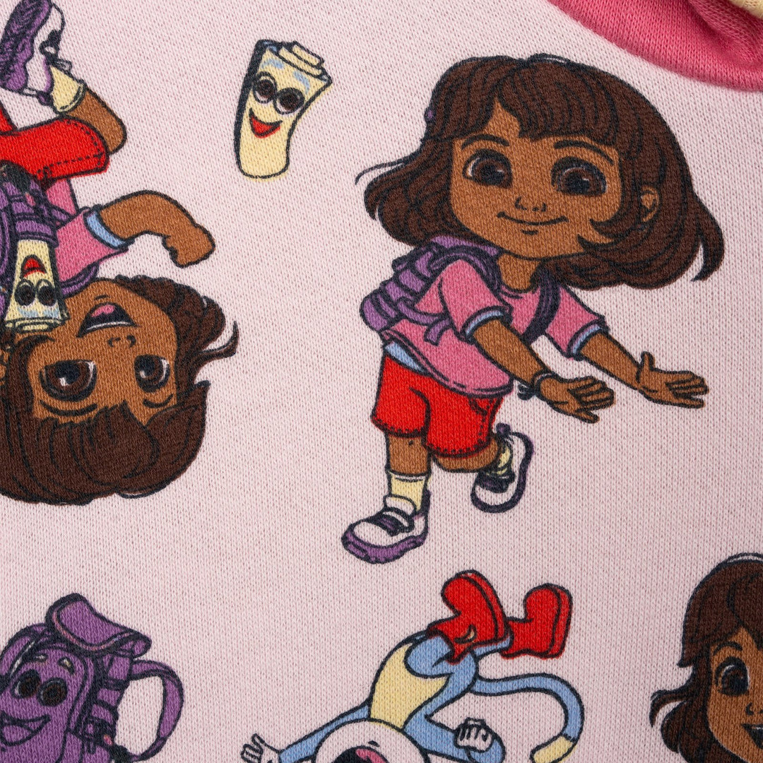 Dora the Explorer Girls' Fleece Hooded Quarter-Zip Sweatshirt Light Pink Boots