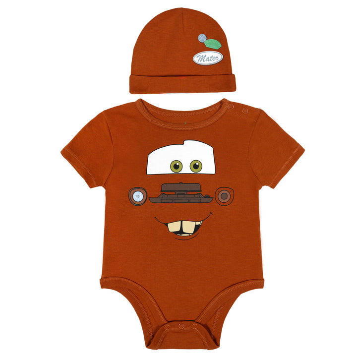 Cars Baby Boys' Cosplay One Piece Bodysuit and Hat Set Brown Tow Mater