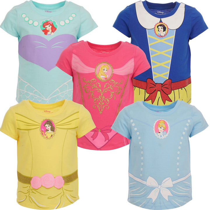 Disney Princess Girls' Cosplay 5-Pack T-Shirts Multi
