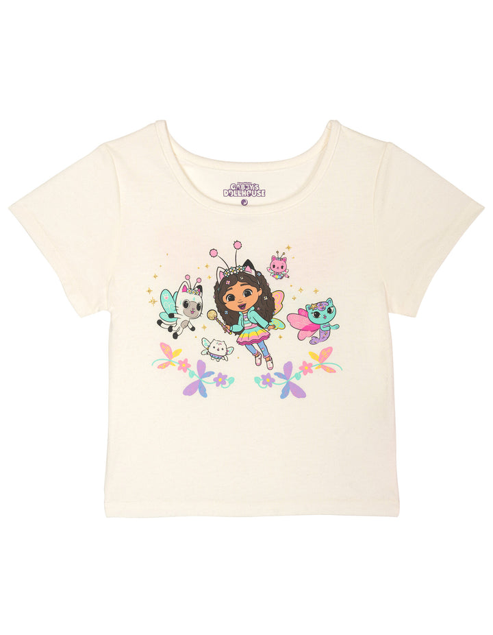 Gabby's Dollhouse Girls' T-Shirt and Tutu Skirt Set with Scrunchie Tusk Rainbow Polka