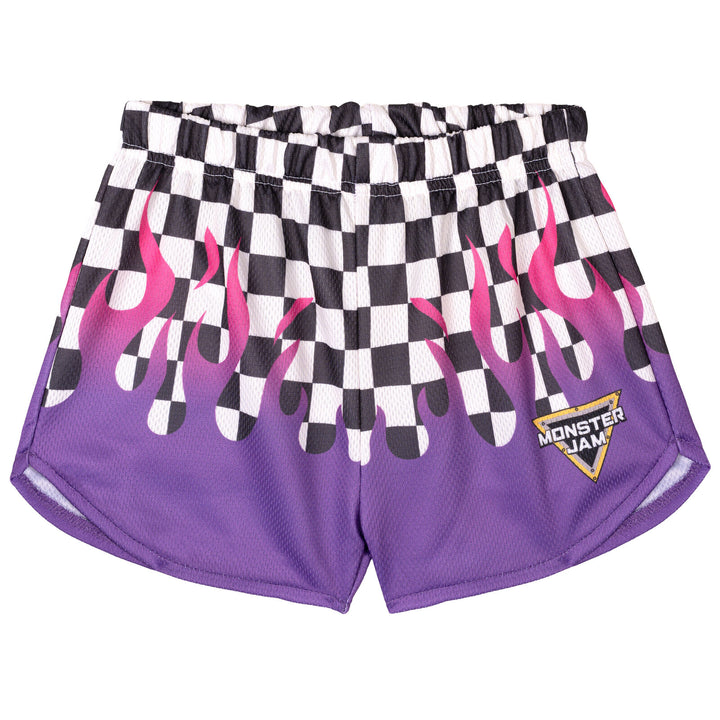 Monster Jam Sparkle Smash Girls' Athletic 2-Piece Tank Top and Shorts Set Grey