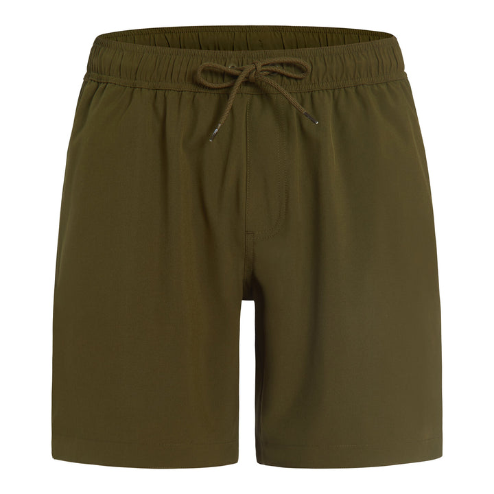 Dreamwave Men's Compression Liner Swim Trunks with Phone Pocket 7 inch Inseam Anti Chafing Olive Black