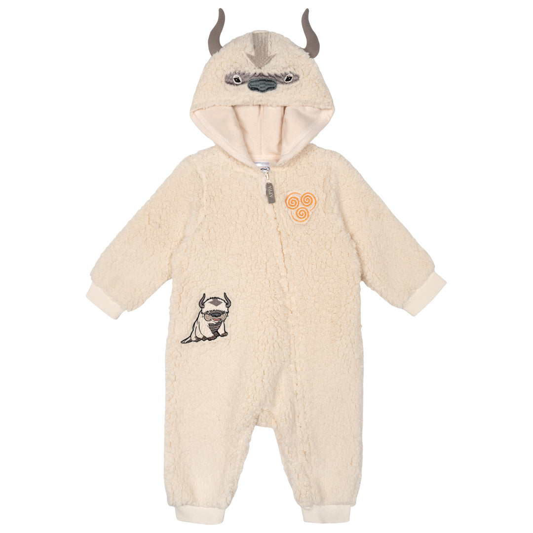 Avatar The Last Airbender Baby Boys' Cosplay Hooded One Piece Appa Cream