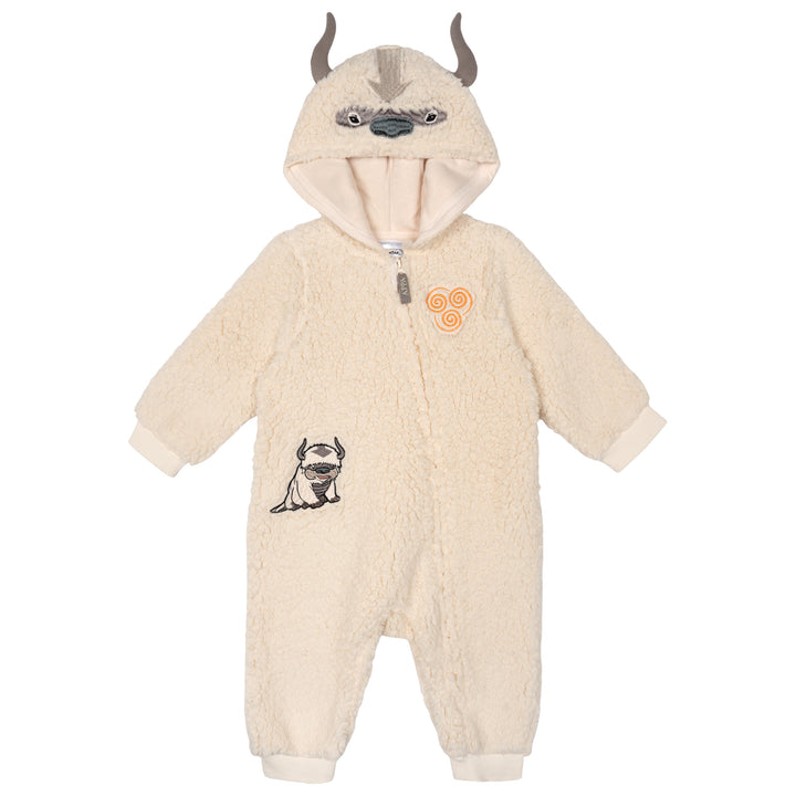 Avatar The Last Airbender Baby Boys' Cosplay Hooded One Piece Appa Cream