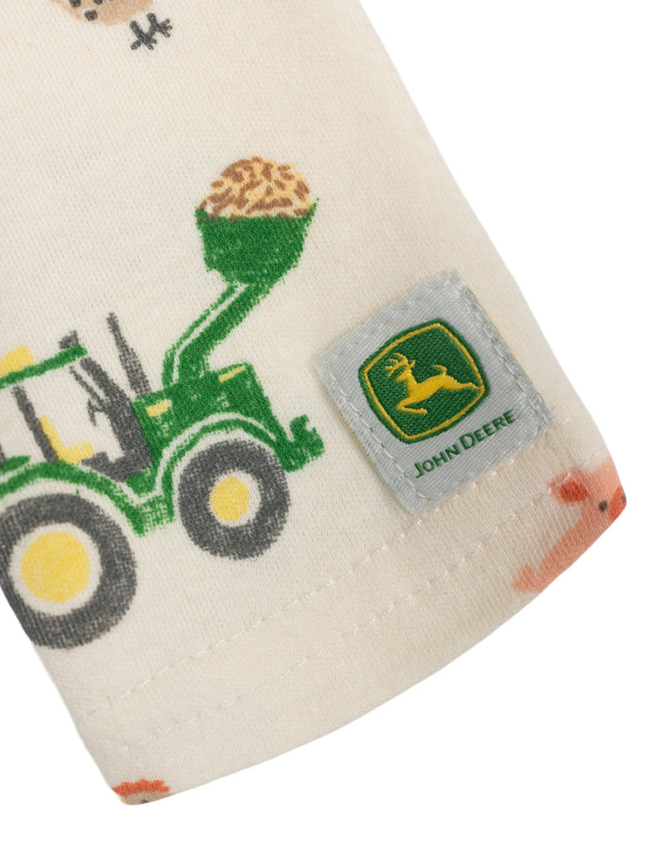 John Deere Baby Boys' 2-Piece Bodysuit and Overalls Set Khaki Cream