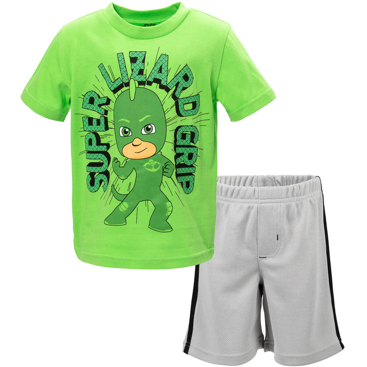 PJ Masks Gekko Boys' Athletic 2-Piece T-Shirt and Shorts Set Lime Green