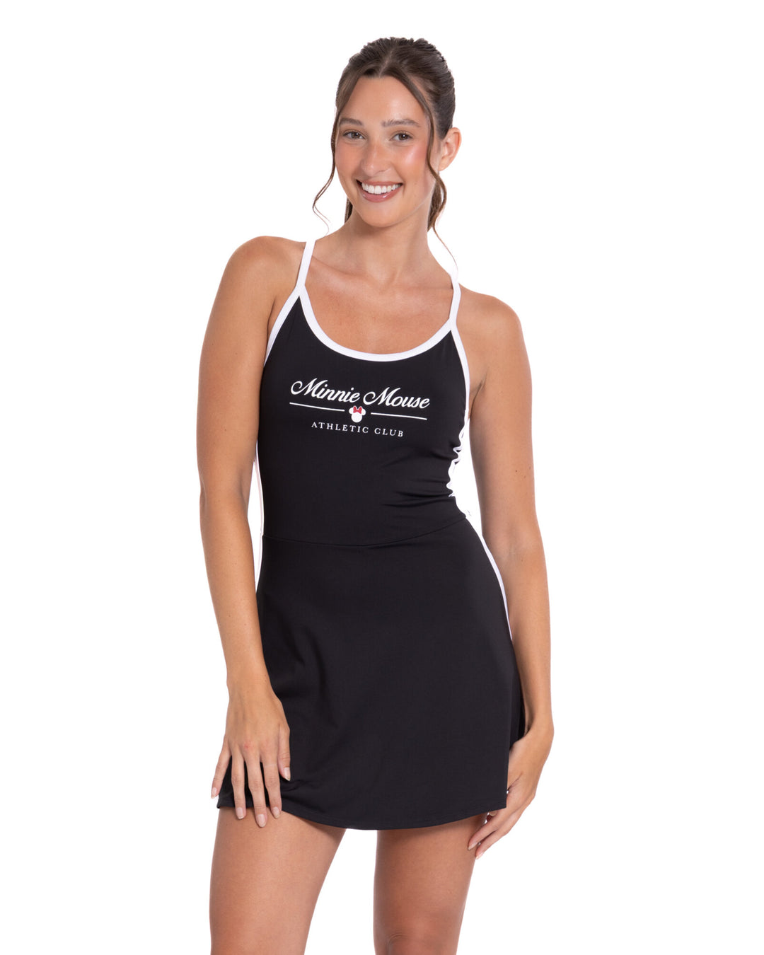 Minnie Mouse Women's Sleeveless Athletic Skater Dress Black White
