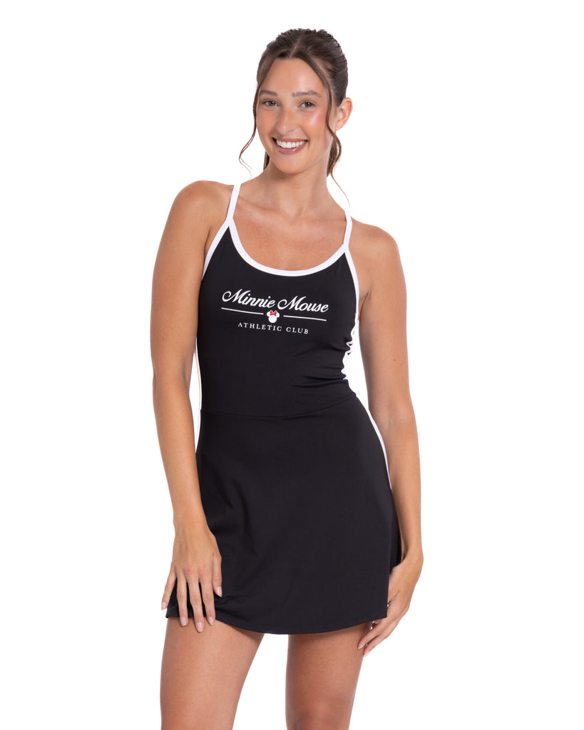 Minnie Mouse Women's Sleeveless Athletic Skater Dress Black White Medium