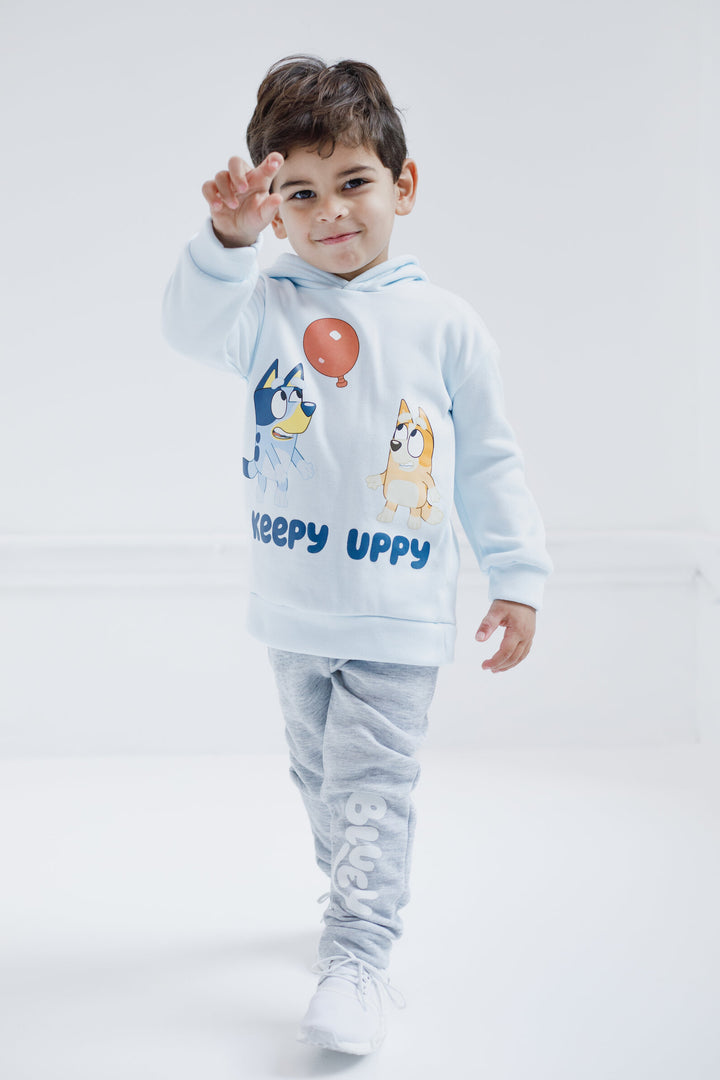 Bluey Boys' Fleece 2-Piece Hoodie and Pants Set Bingo Blue Grey