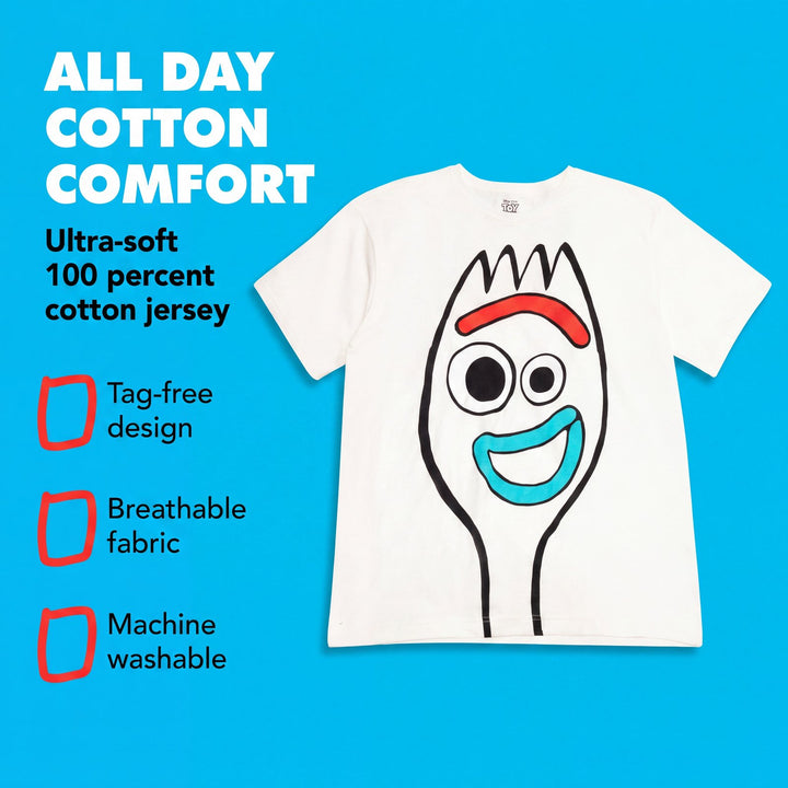 Disney Toy Story Forky Men's Cosplay Short Sleeve T-Shirt Off White