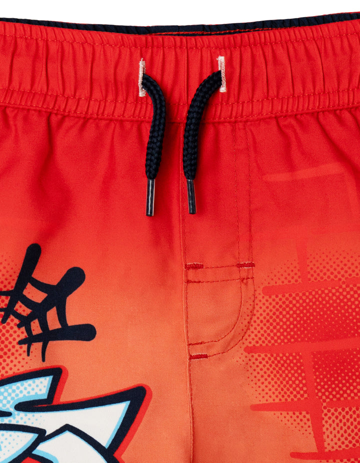 Marvel Spider-Man Boys' Quick-Dry Swim Trunks with Mesh Liner Brick Red