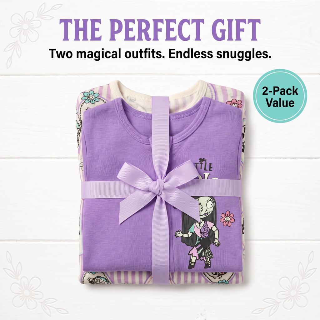 Nightmare Before Christmas 2-Pack Footed Sleep N' Play Jack Sally Purple