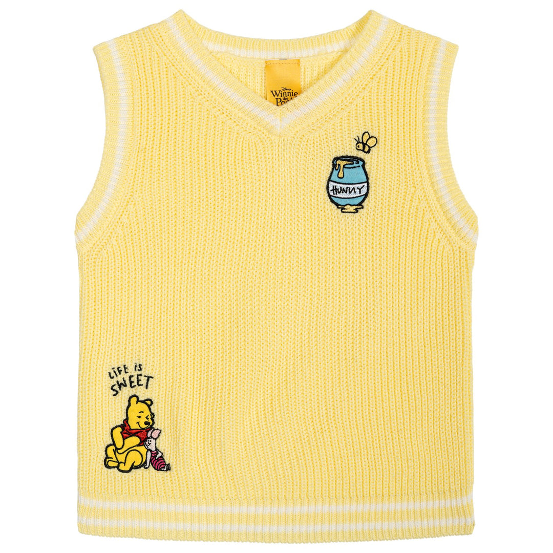Disney Winnie the Pooh Boys' Varsity Sleeveless Sweater Vest Yellow Piglet