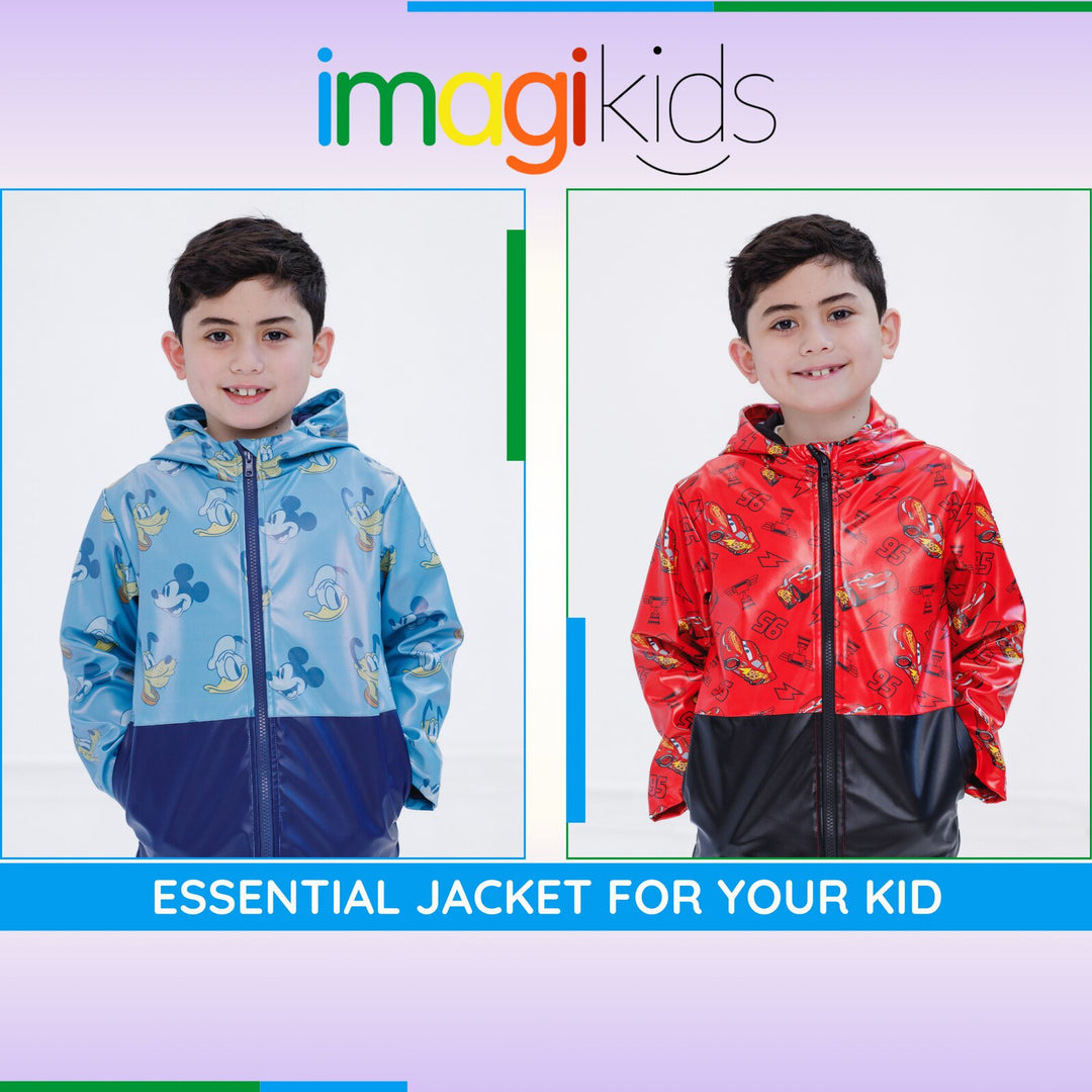 Cars Lightning McQueen Boys' Hooded Zip-Up Rain Jacket Red