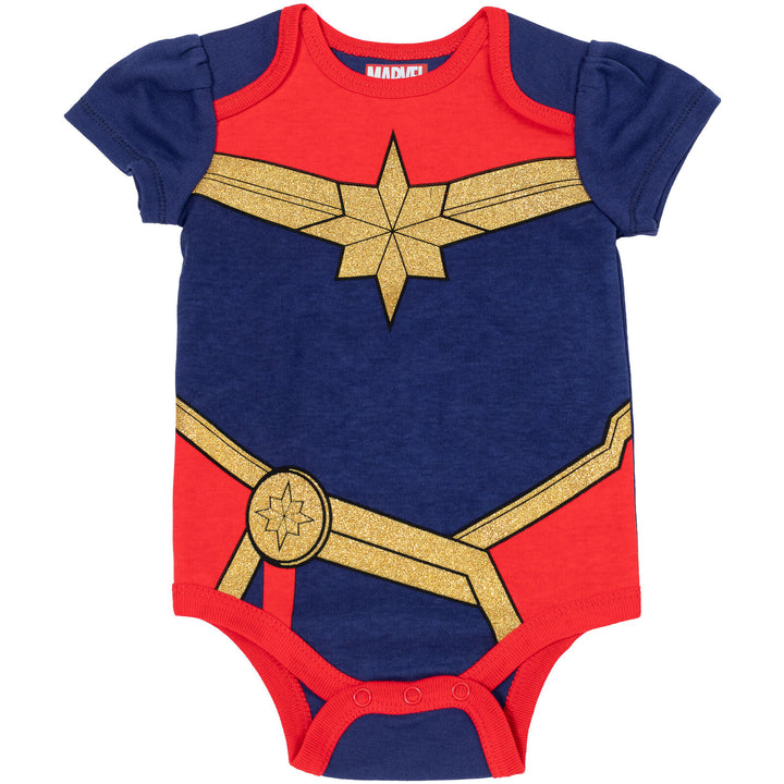 Marvel Avengers Baby Girls' 3-Pack Cosplay Bodysuits and Headband Set Red Blue