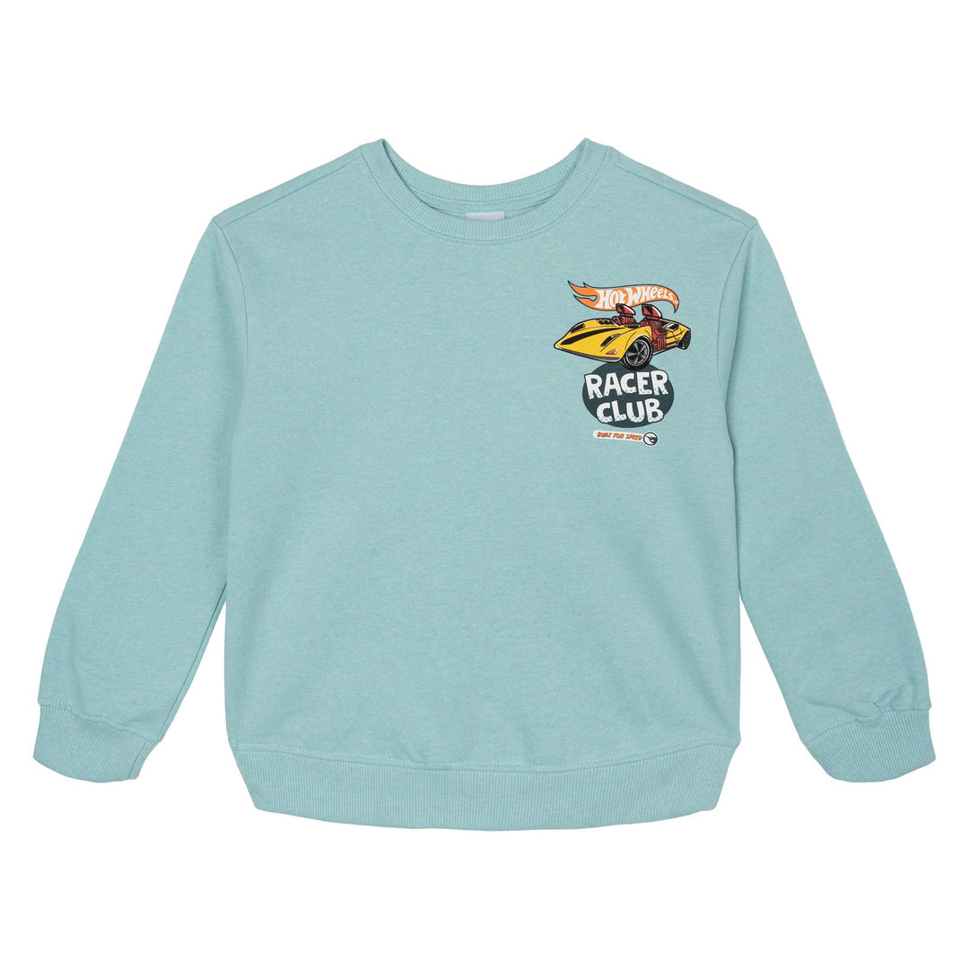 Hot Wheels Boys' Fleece 2-Piece Sweatshirt and Pants Set Seafoam