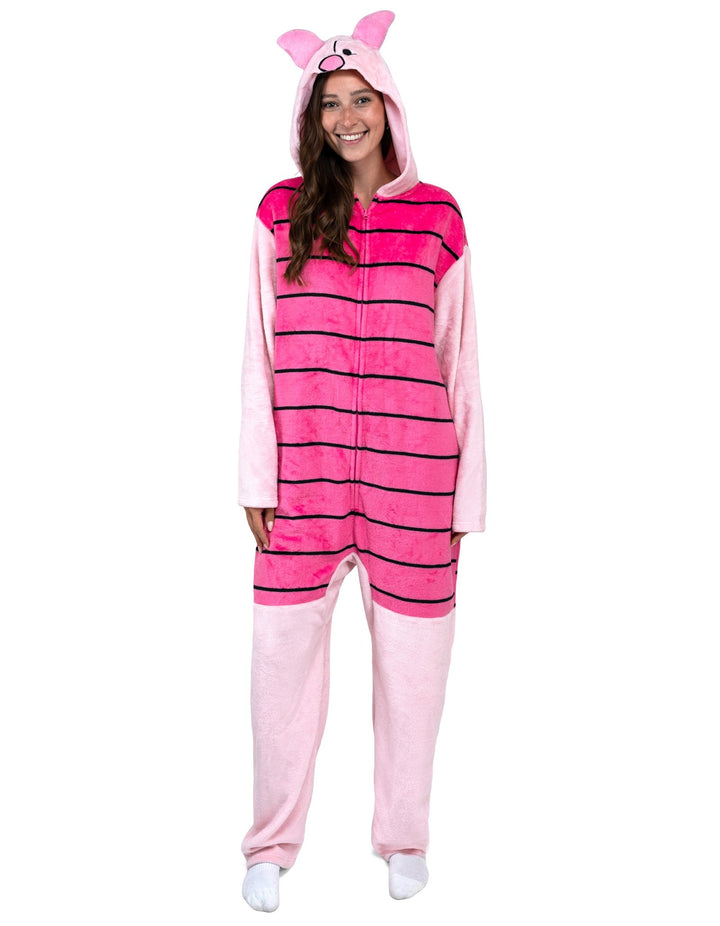 Disney Winnie the Pooh Piglet Adult Men or Women Coverall Stripe Pink