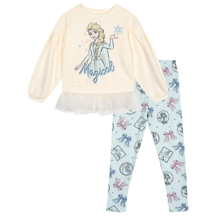Frozen Girls' 2-Piece Sweatshirt and Leggings Set White Blue