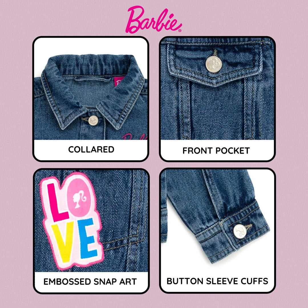 Barbie Girls' Denim Jacket Medium Wash Blue